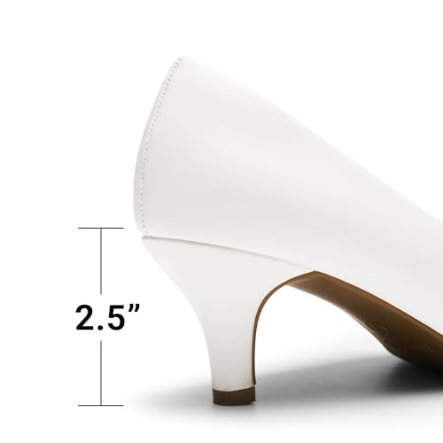 DREAM PAIRS Women's LUVLY Court Shoes Sandals Bridal Wedding Party Low Heel Pump Shoes, Size 7, White/PU - Image 6