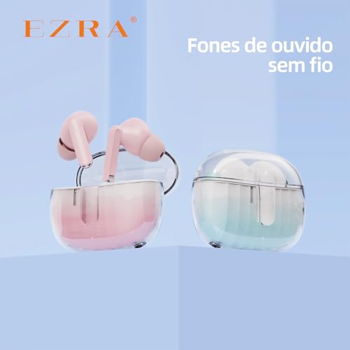 Ezra Fone de Ouvido Bluetooth 5.3, Compatível com iPhone e Android, 4 Horas de Reprodução, Controle