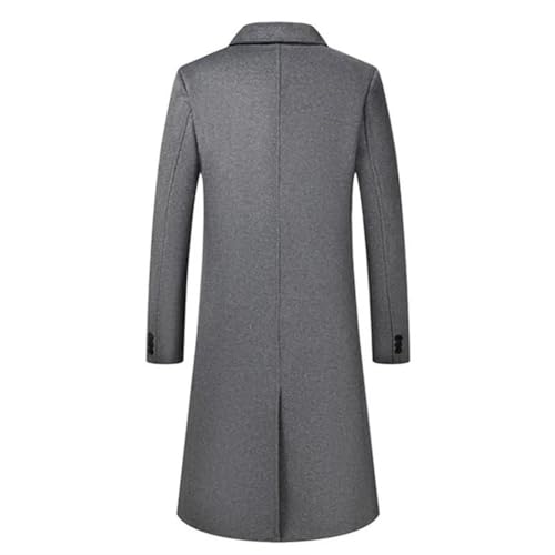 Men's Double Breasted Wool Blend Long Coat Winter England Style Business Casual Solid Color Trench Overcoat3