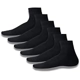 Villain Inside Mens Ankle Socks Moisture Wicking Silver Infused Cushion Cotton Socks, Black (6 Pack)