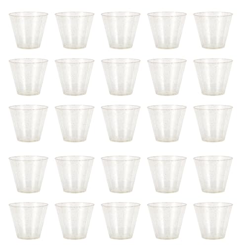 CIMAXIC 使い捨てドリンクカップ 25個 - 9オンス/266ml プラスチック製透明グリッターサンプルカップ - アイスクリーム、パフェ、ジュース、前菜、ミルクティー、イベント、集まり用の試飲用水容器