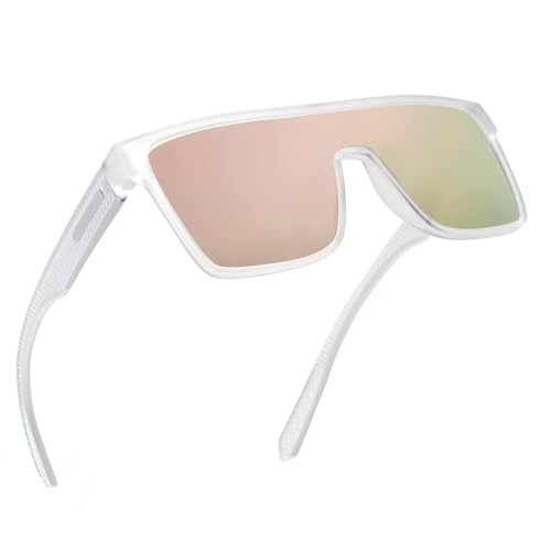 Image of GLINDAR Polarized Sunglasses Men Flat Top Womens, Oversized Square Shield | One Piece,Trendy,Lightweight,Driving