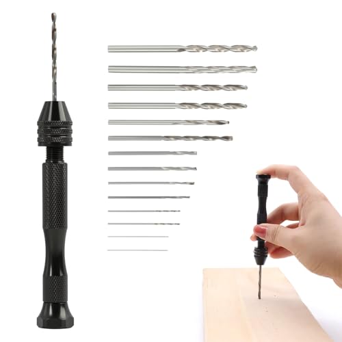 Lot de 14 Forets Hélicoïdaux de Précision de 0,5 à 3 mm pour Perceuse Manuelle avec Poignée Antidérapante - Idéal pour Modélisme, Bijoux et Projets de Bricolage-mini perceuse modelisme