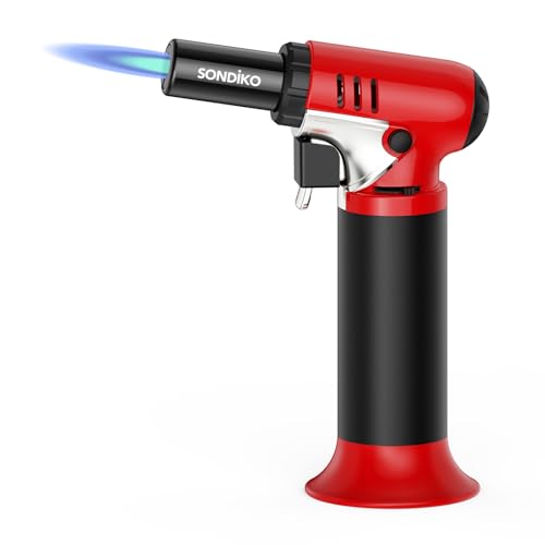 Sondiko Butane Torch Lighter with Visible Fuel Window, Refillable Soldering Torch with Adjustable Flame for Welding, Resin Art, Industrial(Butane Gas Not Included)