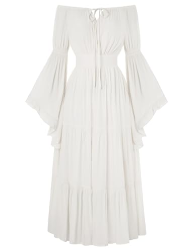 SCARLET DARKNESS Damen Gothic Piraten Kostüm Cosplay Halloween Karneval Fasching Kleid Weiß XXL