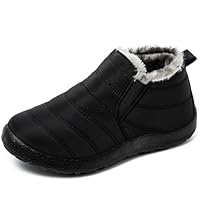 XKOWUO Snow Boots for Women Winter Fur Lined Warm Ankle Booties Waterproof Slip On Boot Outdoor Anti-slip Comfortable Short Shaft Shoes Black UK 6