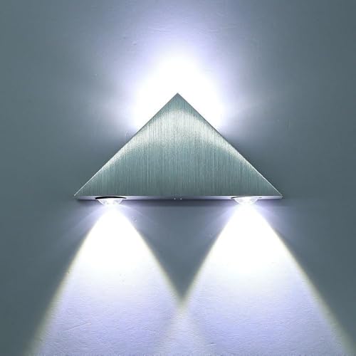 Applique murale triangle 3 W LED moderne Lampe murale en aluminium pour wohnzimemr, chambre à coucher, escalier, balcon, Bars [Classe énergétique A +] Weiß