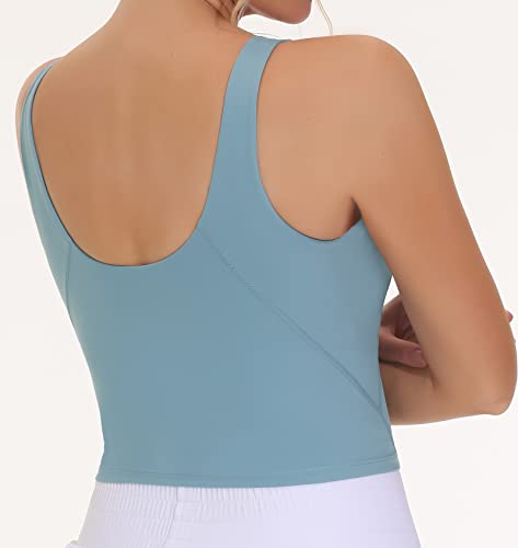 Image of THE GYM PEOPLE Women Sports Bra Sleeveless Padded Running Workout Tank Tops