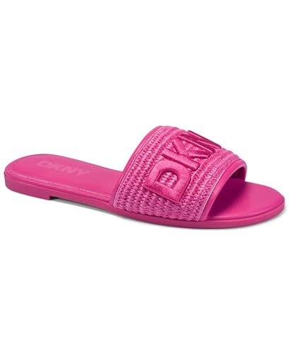 DKNY Women's Winslet Espadrille Flat Sandal Slide With Logo, Hot Pink, 9