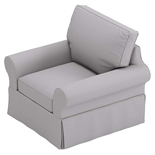 The Chair Cover is Sofa Slipcover Replacement. It Fits Pottery Barn PB Basic Chair (39.5" Wide, Not Grand Chair) or Armchair (Cotton Light Gray) - Thumbnail 5