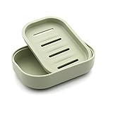 Uviviu PP Plastic Soap Box,Dish,Soap Container, Keeps Soap Dry,Easy Cleaning,Drain, Light green