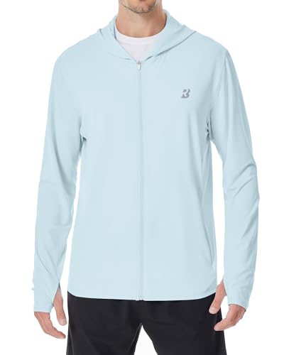 Roadbox Mens UPF 50+ Sun Protection Hoodie Jacket Lightweight Zip Fishing Hiking UV Shirts with Pockets and Thumbholes