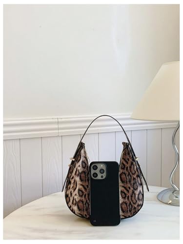 MakeMeChic Women's Leopard Print Shoulder Bag Top Handle Zipper Y2k Underarm Bag4