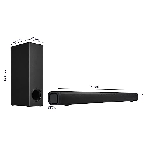 Image of TCL S332W 2.1 CH Soundbar with Wired Subwoofer, Supportig Bluetooth, HDMI(ARC), Coaxial Input, AUX, USB & Remote Cotrol (Black)