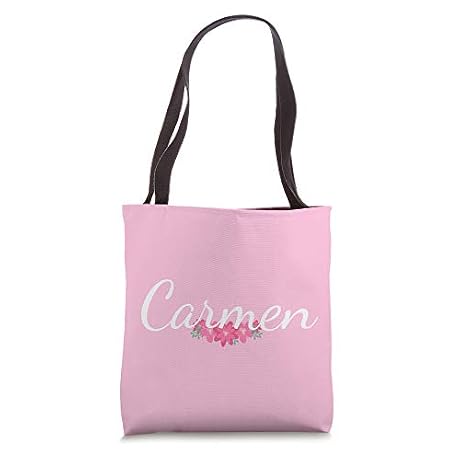 Custom Carmen Gift Personalized Name Flowers Floral Pink Tote Bag