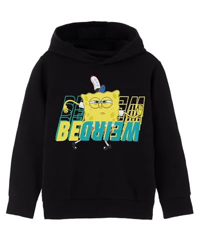 SpongeBob Squarepants Sudadera con Capucha para niño en Negro | Sudadera con Capucha Be Weird para niños | Sudadera con Capucha con gráfico Pesado de Bob Esponja para Adolescentes