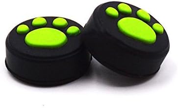 2X Silicone Analog Non-Slip Thumb Grips Stick Cap Case Cover Handle Joystick Button Caps for Nintendo Switch NS & Switch Lite Joy-con Controller Cute Cat Claw (Green)