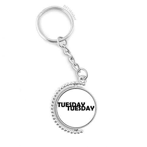 Titular de la clave anillo de la cadena con diseño de martes rotativo y caracteres elegantes