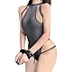KONFEN Sexy Damen Dessous Set, Erotische Riemchen Bodysuit mit Lederband Frauen, Overall Lingerie mit Loch Reizwäsche BH und Höschen Sets, Verstellbare Body Suit Unterwäsche (Grau)