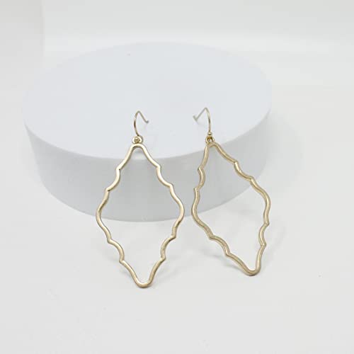 Pomina Lightweight Simple Basic Geometric Gold Dangle Drop Earrings Open Gold Teardrop Earrings For Women (A) Worn Gold) #TOP2