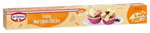 Dr. Oetker Feine Marzipan Decke, 300 g, fertig ausgerollter Überzug, zum Umhüllen und Verzieren von Torten, Kuchen & Gebäck bis Ø 26 cm, sofort gebrauchsfähig, vegan