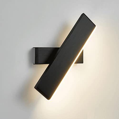 Aplique de pared LED moderno rectangular de metal negro con luz de tira 8W 3000K