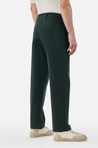 Image of SNITCH Men Casual Wear Chinos | Baggy Fit Wide-Leg Solid Trousers | Stretchable Cotton Blend Pants for Summer Outings