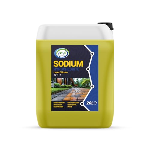 JOVS Sodium Hypochlorite 20 Litre (4x 5l) - High Strength (10% -11%) Brick, Driveway & Patio Cleaner - Stain Removal | Bleaching Agent | Odour Removal