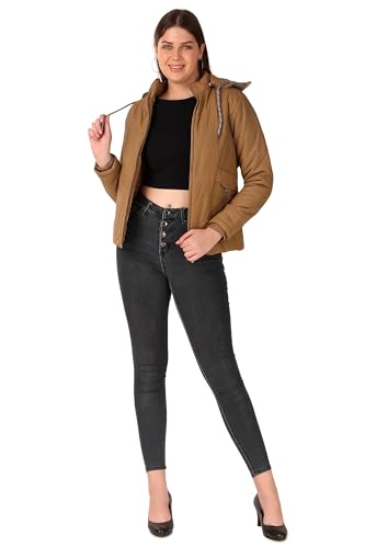 Image of Brazo Girls and Women's Puffer Regular Fit Bomber Jacket For Winter Wear | Hooded Neck | Full Sleeve | Zipper | Casual Jacket For Woman & Girl | Western Stylish Jacket For Women