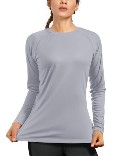 isnowood Swim Shirts for Women, UPF 50+ UV Sun Protection Long Sleeve Shirt, Lightweight Quick Dry Workout Hiking Running Rash Guard Top