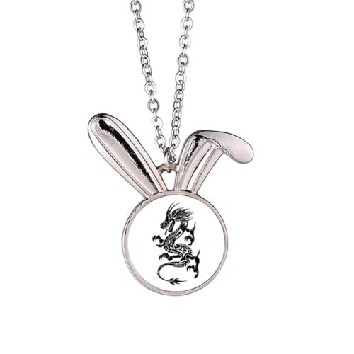 Collier lapin et motif dragon en argent pour sublimer votre style