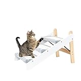 MEWANG ScratchyRamp 2 in 1 Cat Stairs/Steps - for Couch or Bed with Paw Cat Scratching Mat and Pad - Wooden Foldable Scratchy Stairs & Ramp for Small -Medium Dogs and All Cats - Up to 90 Pounds