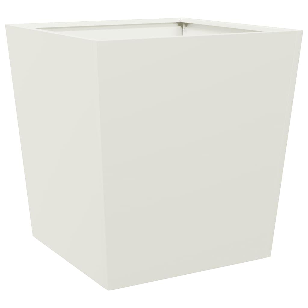 vidaXL Fioriere 2 pezzi, 50 x 50 x 50 cm, in acciaio bianco, vaso da fiori da esterno, vaso per piante da esterno, vaso da fiori da interno