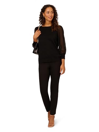 Image of Adrianna Papell Women's Bateau Neck Clip Dot 3 /4 Sleeve Sweater
