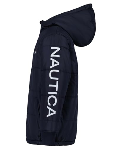 Image of Nautica Boys' Heavyweight Hooded Bubble Jacket With Polar Fleece Lining