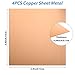 4Pcs Pure Copper Sheet 6 x 6 Inch 18 Gauge/1mm Metal Copper Plate Film Attached Copper Plates for Crafts, Jewelry, Repair, Electrical, Industry