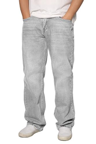 URBANJ Men's Baggy Jeans Loose Fit Wide Leg Denim Pants