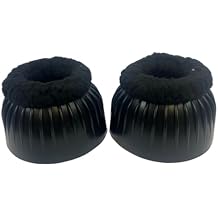 Intrepid International Fleece Topped Bell Boots - Gentle Hoof Protection with Soft Fleece, Secure Fit, and Durable Construction for Comfortable Equestrian Activities, XL, Black