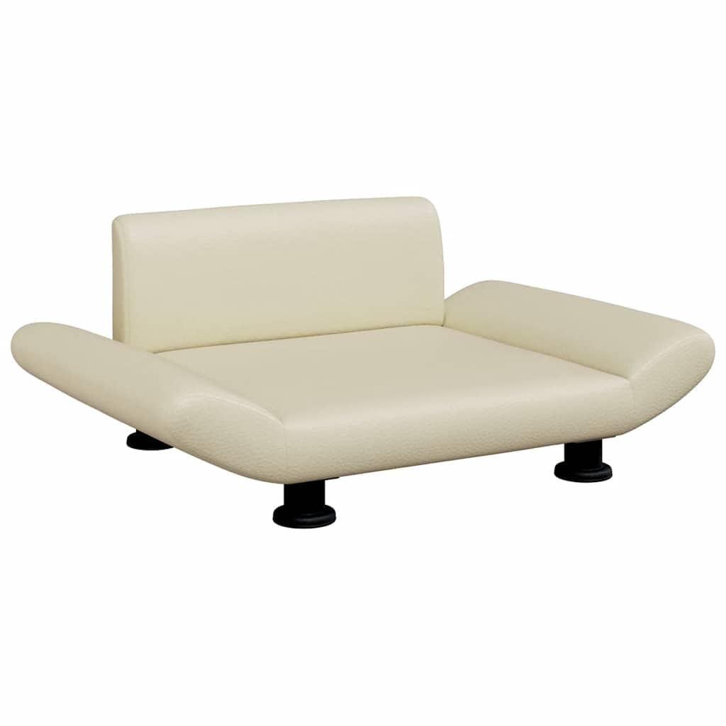 Hundesofa Creme 70x45x28 cm Hundebett aus Kunstleder und Kiefernholz, Kleines Tiersofa Couch für Hunde und Katzen, Belastbar bis 50 kg, Bequemer Schlafplatz