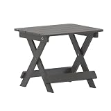 Flash Furniture Halifax Outdoor Folding Side Table, Portable All-Weather HDPE Adirondack Side Table, Gray