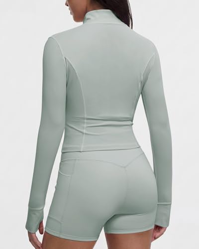 Image of SUUKSESS Women Golden Full Zip Up Workout Cropped Jackets Lightweight Athletic Yoga Tops