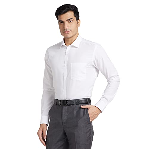 Image of Park Avenue Men's Pure Cotton Solid Pattern Slim Fit Semi Cutaway Collar Full Sleeve Formal Shirt