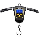 Báscula de pesca portátil de 110 libras/50 kg, báscula de gancho colgante impermeable con pantalla LCD