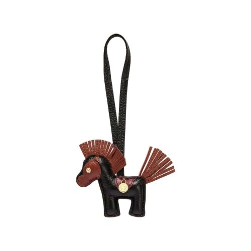 Aigner Leder Taschen-Anhänger Pferd, Schwarz-Braun