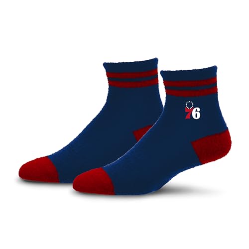 For Bare Feet NBA PHILADELPHIA 76ERS Cozy Two Stripe Quarter Sock Team Color OSFM