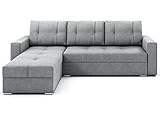 | 2 Jahre Garantie Grekpol- Ecksofa mit Schlaffunktion Couchgarnitur Eckcouch Sofa Sofagarnitur Bettsofa L-Form Couch Schlafsofa - FARO (Grau (Lars 90))