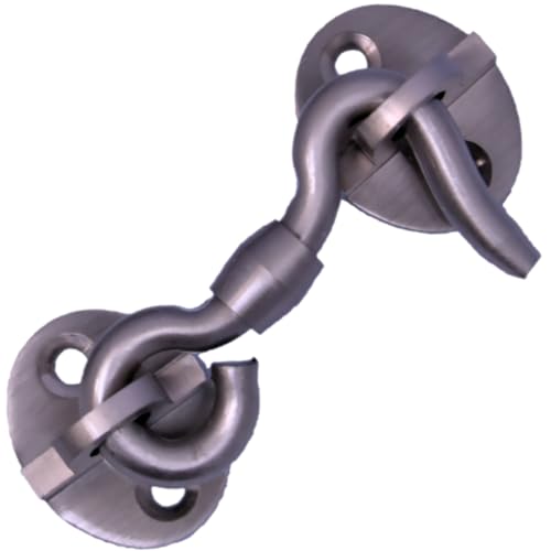 Image of RISEOM Brass Gate Hook and Eye /Window Hook for Double Doors Gates /Windows (Heavy Oval Eye) (Silver-2 inch,Pack of 4)