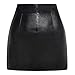 FLUFFY SENSE. Women's Leather Mini Skirt –Stretchy High Waisted Zipper Slit Faux Pleather Bodycon Short Pencil Skirt (US, Alpha, Medium, Regular, Regular, Black Leather-Textured)
