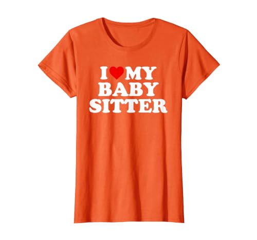 I Love My Babysitter - Red Heart T-Shirt, Women, Orange, XX-Large