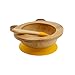 BIOZOYG Set con Ciotola di bambù Orso Panda I Ciotola con Base a Ventosa e Cucchiaio - Certificato FSC I Splendida Scodella in Legno di bambù per Bambini - Ciotola da Pappa e muesli Rotonda Giallo